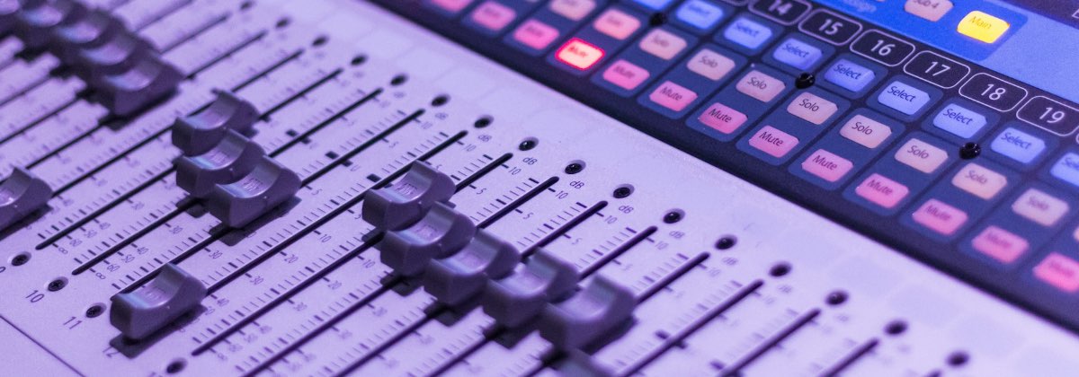 Audio equalizer mixing console adjusting bass mid and treble frequencies