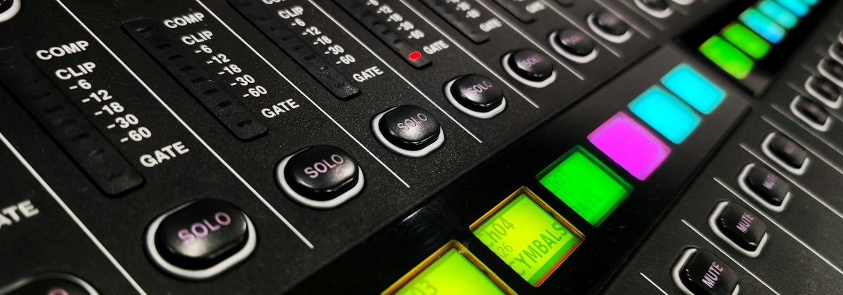 A detailed digital graphic equalizer displaying frequency bands and levels