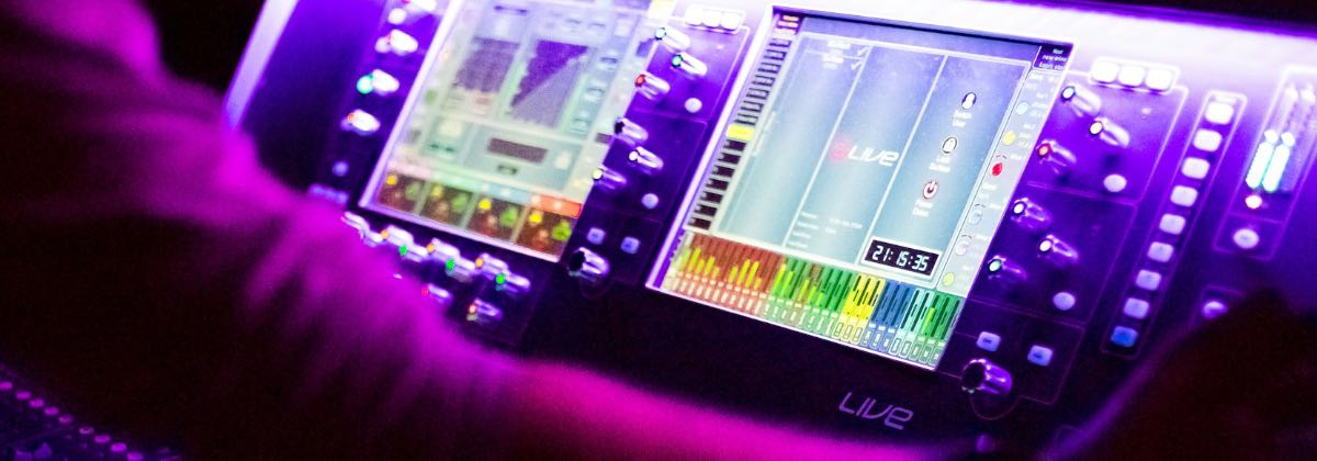 Laptop audio workstation used to measure LUFS loudness and true peak levels before normalizing