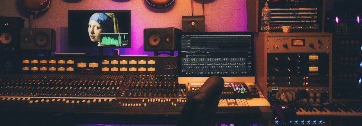 Professional audio mixing console illustrating stereo panning channels